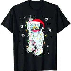Yeti Bigfoot Tree Abominable Snowman Christmas Santa Hat T-Shirt