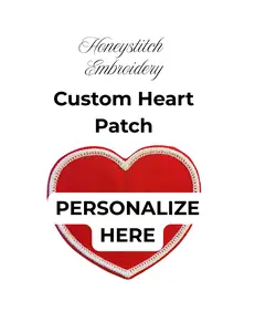 Honeystitch Embroidery Iron On Embroidered Heart Customizable Patch