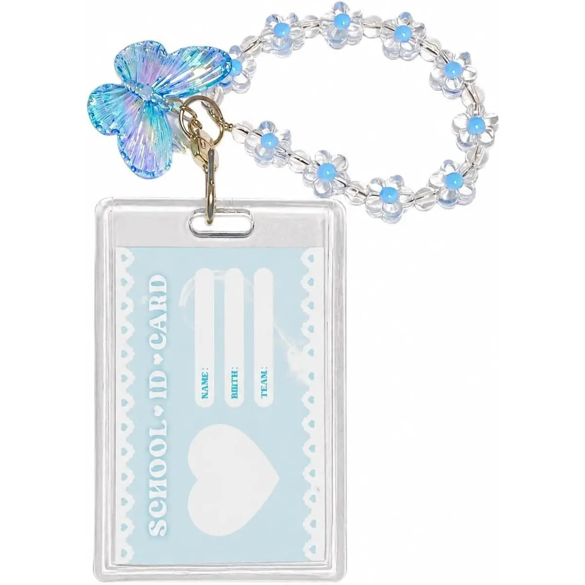 Acrylic Butterfly Kpop Photocard Holder with Keychain, Cute Clear Photo Card Holder for Album Cards, Credit or Bank Cards and ID Badges, Protective Photocard Holder for Display Daily Carry