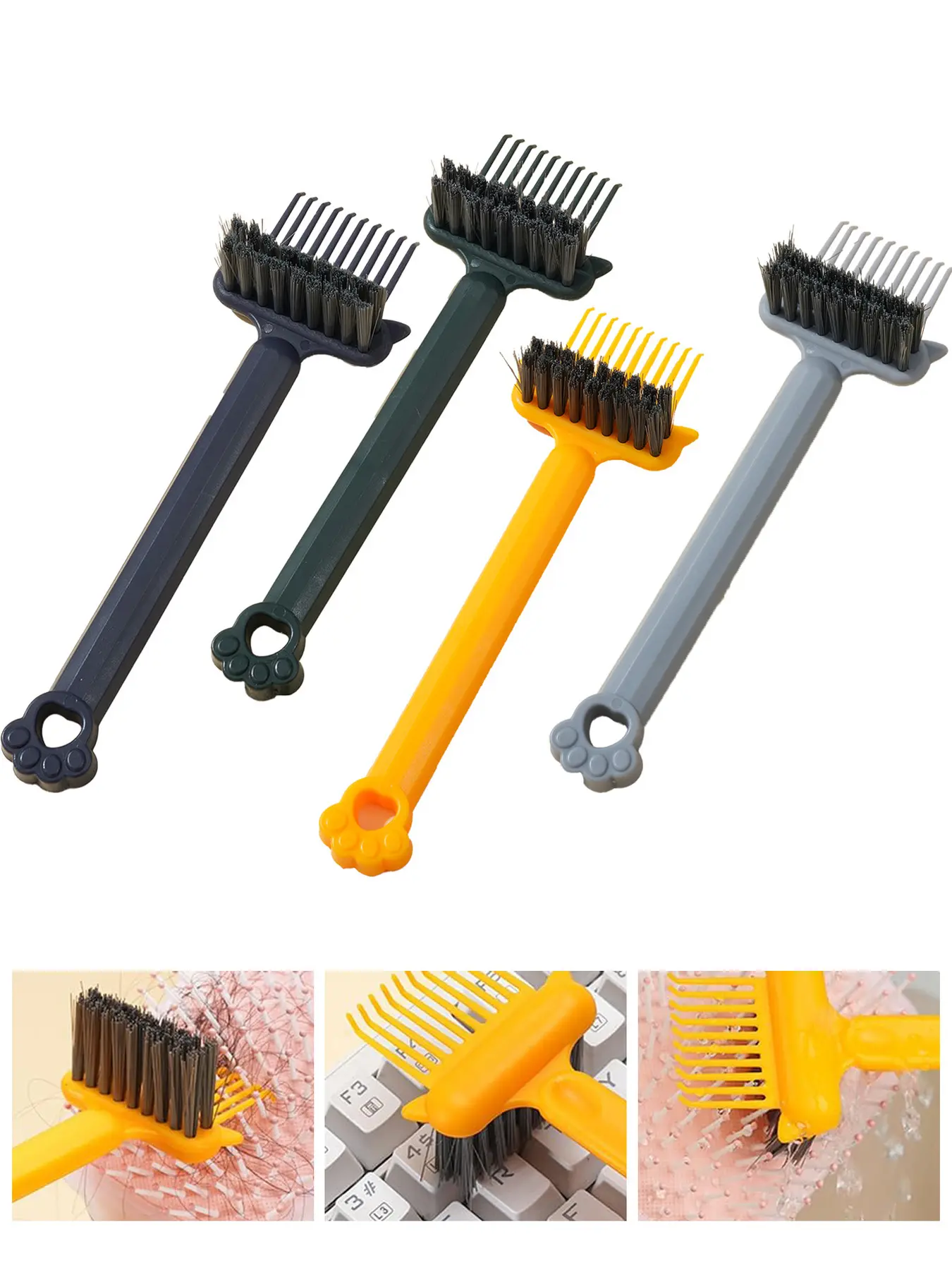 4-piece brush cleaning tool set, comb cleaning brush cleaner, keyboard dust cleaning brush, portable comb cleaner for men's and women's family travel salons, used to remove hair and dust