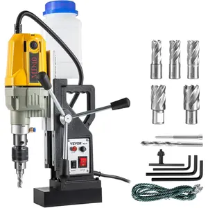VEVOR Magnetic Drill, 1100W 1.57" Boring Diameter, 2697lbf/12000N Portable Electric Mag Drill Press with 7 Bits, 580 RPM Max Speed Drilling Machine for any Surface and Home Improvement
