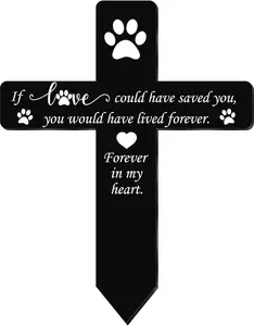 Pet Grave Marker Memorial Gifts Pet Loss Stake Memorial Plaques for Outdoors Garden Decoration Waterproof Acrylic Grave Marker Cemetery Black Sympathy Garden Stake(Dog)