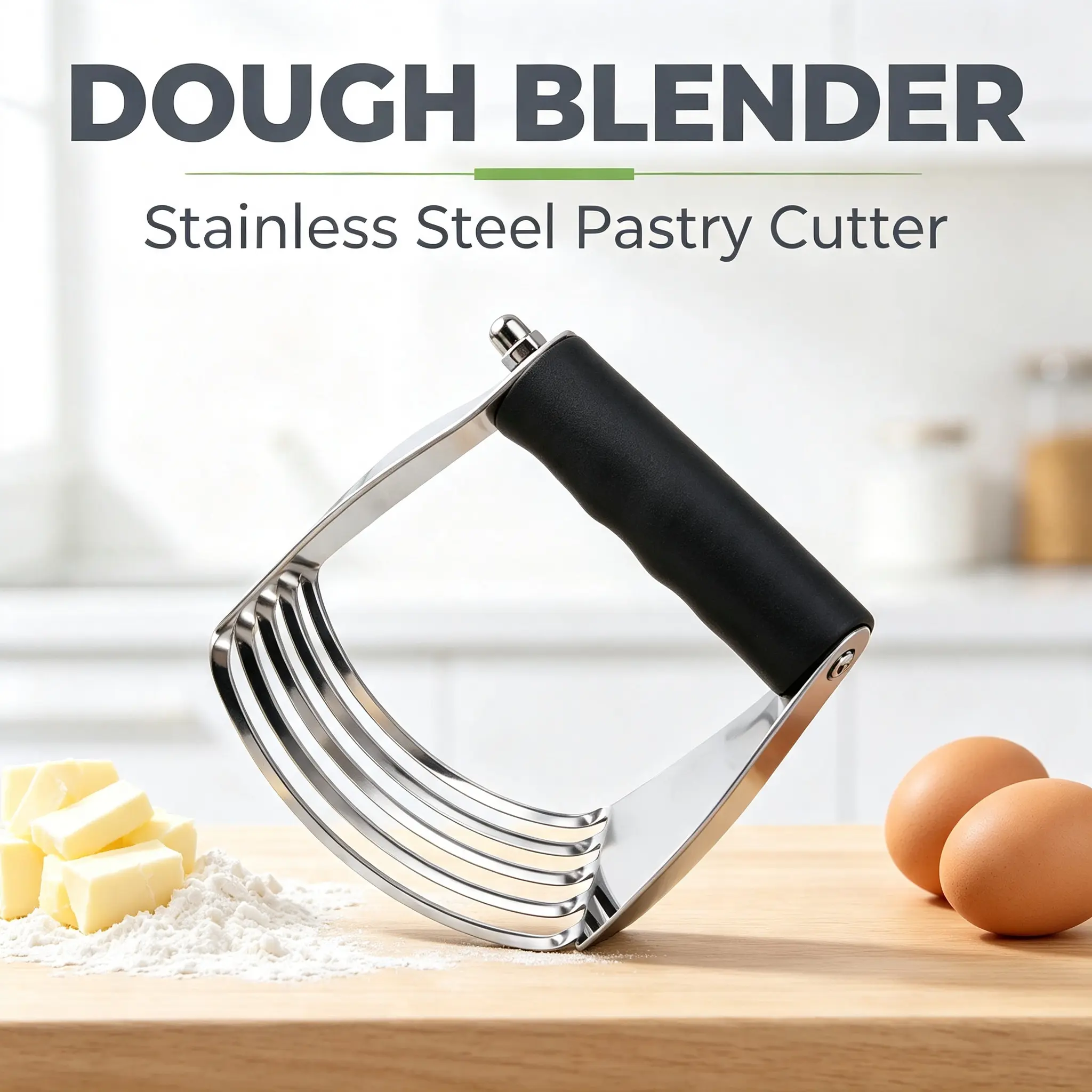 Spring Chef Medium Dough Blender Hand Tool - Durable Pastry Cutter - Black | Heavy Duty Dough Mixer w/ Stainless Steel Blades, Professional Pastry Blender for Easy Mixing, Dishwasher Safe