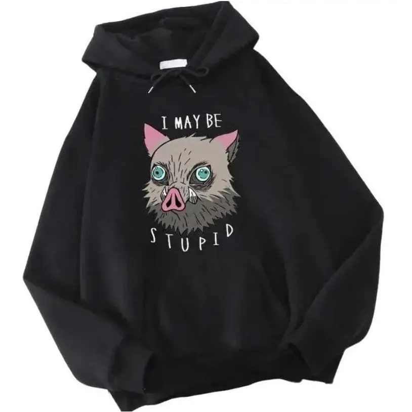 Demon Slayer Inosuke I May Be Stupid Hoodie, Anime Men Women Pullovers Hoodie, Funny Gift for Anime Lover
