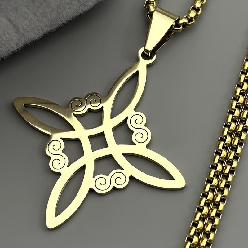 Witch Knot Celtic Pendant Necklace, 925 Sterling Silver Charm, Gothic Wiccan Pagan Protection Amulet, Vintage Blackened Silver Witchcraft Talisman, Hypoallergenic Jewelry for Women Men, Non-Silver Chain Included, Spiritual Ward Against Negativity