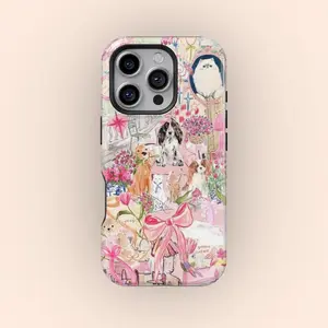 Pink Coquette Collage Phone Case, Cute and Trendy Aesthetic Premium Film 2 in 1 Phone Case - Durable, Shock Absorbing and Stylish Protection - Compatible with iPhone 16, 15, 14, 13, 12, 11, Plus, Pro, Pro Max, Perfect birthday gift for friends.