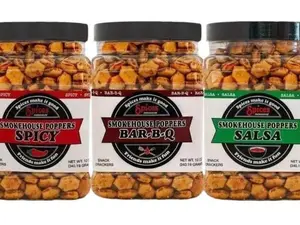 Smokehouse Poppers Seasoned Oyster Crackers - 3 Jar Bundle