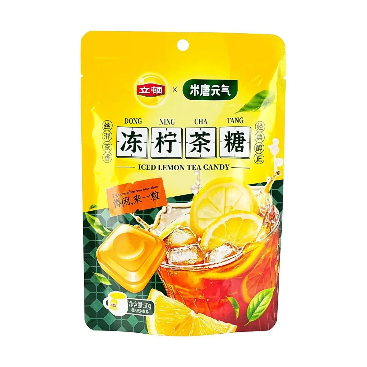 Lipton x Mi Tang Hong Kong Style Iced Lemon Tea Candy - Refreshing Mint Flavor with Natural Menthol - 50g