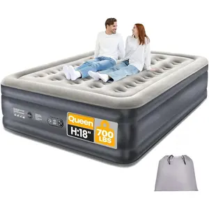 Air Mattress Queen with Built in Pump, Inflatable Mattress Blow up Mattress, 18" Colchones Inflables Foldable Air Bed for Guest & Home, Ideal for Camping, 700lbs