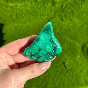 Malachite Freeform, Malachite Palm Stone, Crystal Palm, Crystal Display Polished Malachite