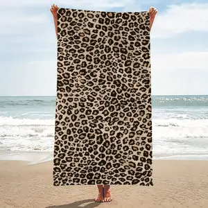 1 piece of modern women's leopard print beach towel, extra large size, thick, super soft, strong water absorption, quick-drying, durable, Lightweight, portable, suitable for summer beach vacations, swimming pools, and outdoor camping use