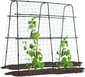 5.3ft Metal Arch Garden Trellis with Netting – Sturdy Support for Climbing Cucumbers, Peas & Vines