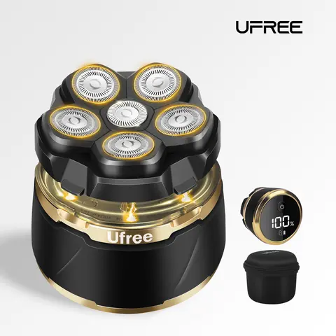 Ufree Head Shaver for Bald Men, Detachable Rotary Electric Razor, Wet Dry | Stainless Steel 6D Floating Blades, IPX6 Waterproof Wet Dry, LED Display, USB-C Fast Charge, Travel Lock Storage Bag,Gifts for Men,father'sdaygifts,summerhairstyles,Christmas Gift