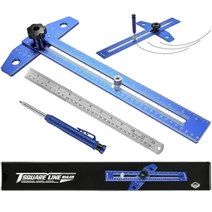 Woodworking Scriber Marking Line Ruler with Carpenter Pencil & Metal Ruler, Adjustable  Alloy Sliding T-Square Ruler, Measuring Angle Finder with Adjustment Scale,Drawing Aid Rule tool