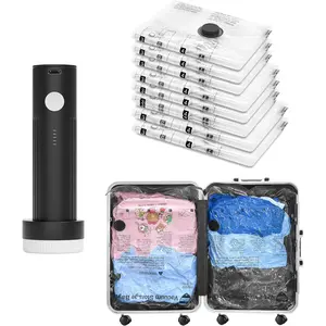 Vacuum Bags for Travel with Rechargeable Pump, 8 Combo (2L/3M/3S) Compression Packing Seal Bags for Luggage Suitcase, Space Saver for Clothing and Clothes Storage Travel