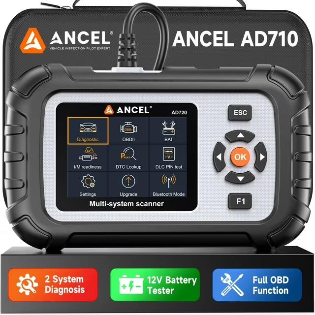 ANCEL AD710 ABS SRS OBD2 Scanner Automotive Scan Tool with ABS Bleeding, EPB Reset, Battery Test, Live Data, Full OBD2 Modes, Car Code Reader Diagnostic Tool