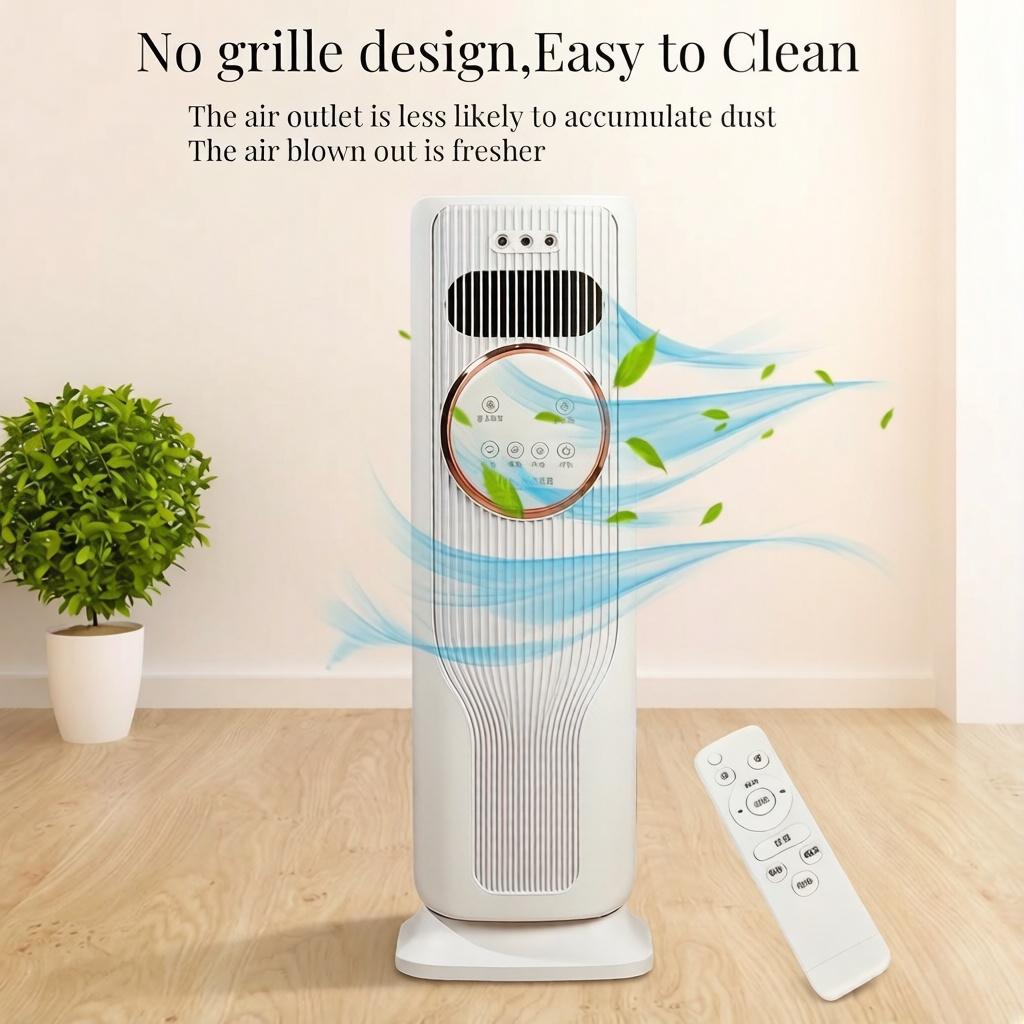 Multi-Functional Bladeless Tower Fan Heater – 3 Fan Speeds, 2 Heat Levels, Remote Included, Ice Water Cool Breeze, Energy Efficient, All-Season Use – Must-Have Home Appliance