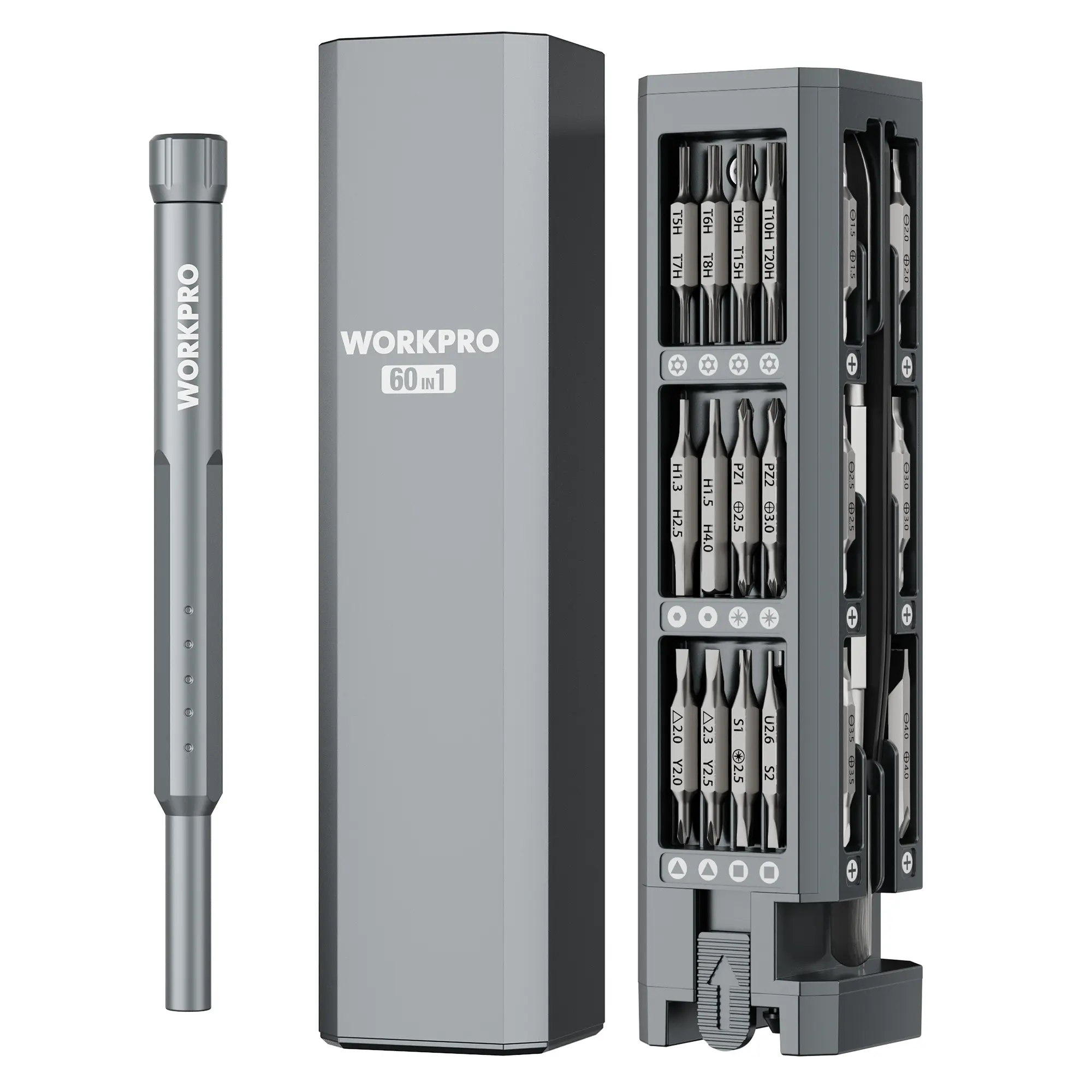#fathersdaygift WORKPRO 60-in-1 Precision Screwdriver Set with Pop-up Magnetic Case, Well-organized CRV Small Screwdrivers, 360°Spin Mini Screw Driver Kit for Electronics, Phone, Computer, PC, Watch, Eyeglass