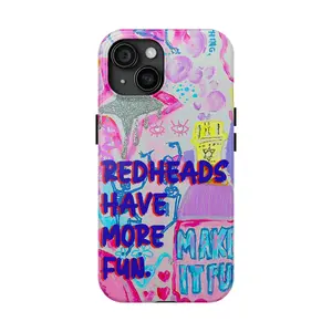 Redheads Have More Fun Phone Case Preppy Collage Summer Girls Cute Collage Phone Case Phone Cover Hard Case Tough 2-piece Phone Cases Compatible with Samsung Galaxy S25,for iPhone 17 Pro Max 17 Air 17Pro 16 15 14 13 12 11 Pro Max