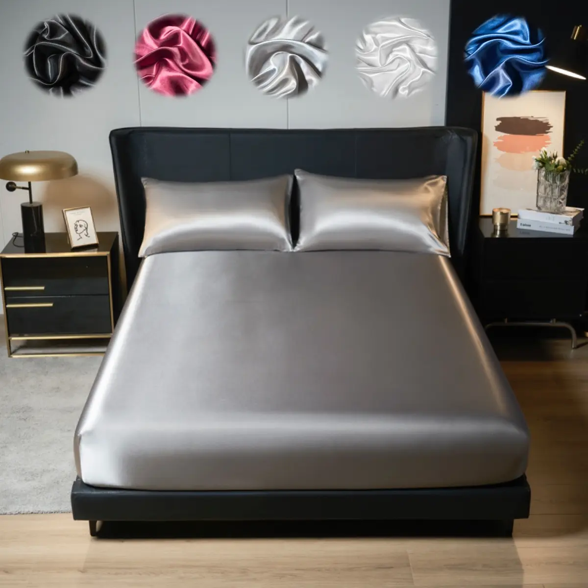 2/3pcs silky satin solid color fitted bed sheet set, dust-proof and dirt-resistant mattress cover, skin-friendly and breathable, silk-like bedding, Hotel style bedding, Hotel sheets, suitable for bedroom/dormitory/hotel, multiple sizes