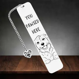 Dog Design Bookmark, 1 Count Stainless Steel Bookmark with Paw Print Pendant, Funny Dog Theme Bookmark, Book Accessories for Book Lovers