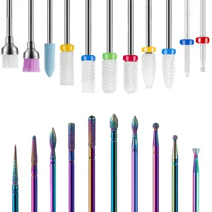 21Pcs Nail Drill Bits Set,multicolor cuticle nail drill bit set for womens Valentine's Day gifts Professional Ceramic Carbide Diamond Cuticle Polishing Remover Tool Bit Kit for Acrylic Gel Nails Manicure Pedicure nail art care tools Nail Care