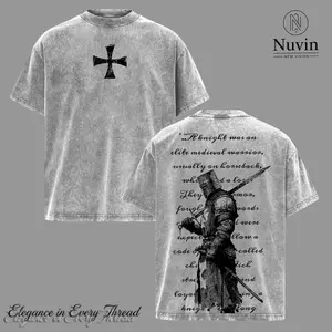 Crusader Knight - Christian Knight Medieval Knight Vintage Washed T-Shirt, Sweatshirt, Hoodie Warrior of Honor Faith and Loyalty Graphic, Crusader Armor Aesthetic Streetwear Tee Jesus Apparel Christian Bible Verse