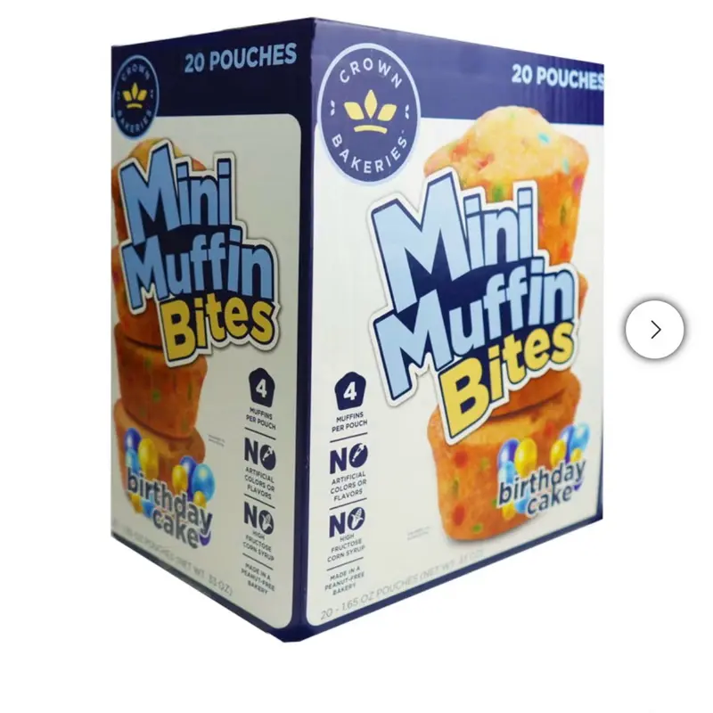 Crown Bakeries Mini Muffin Bites, Birthday Cake, 1.65 oz, 20 ct