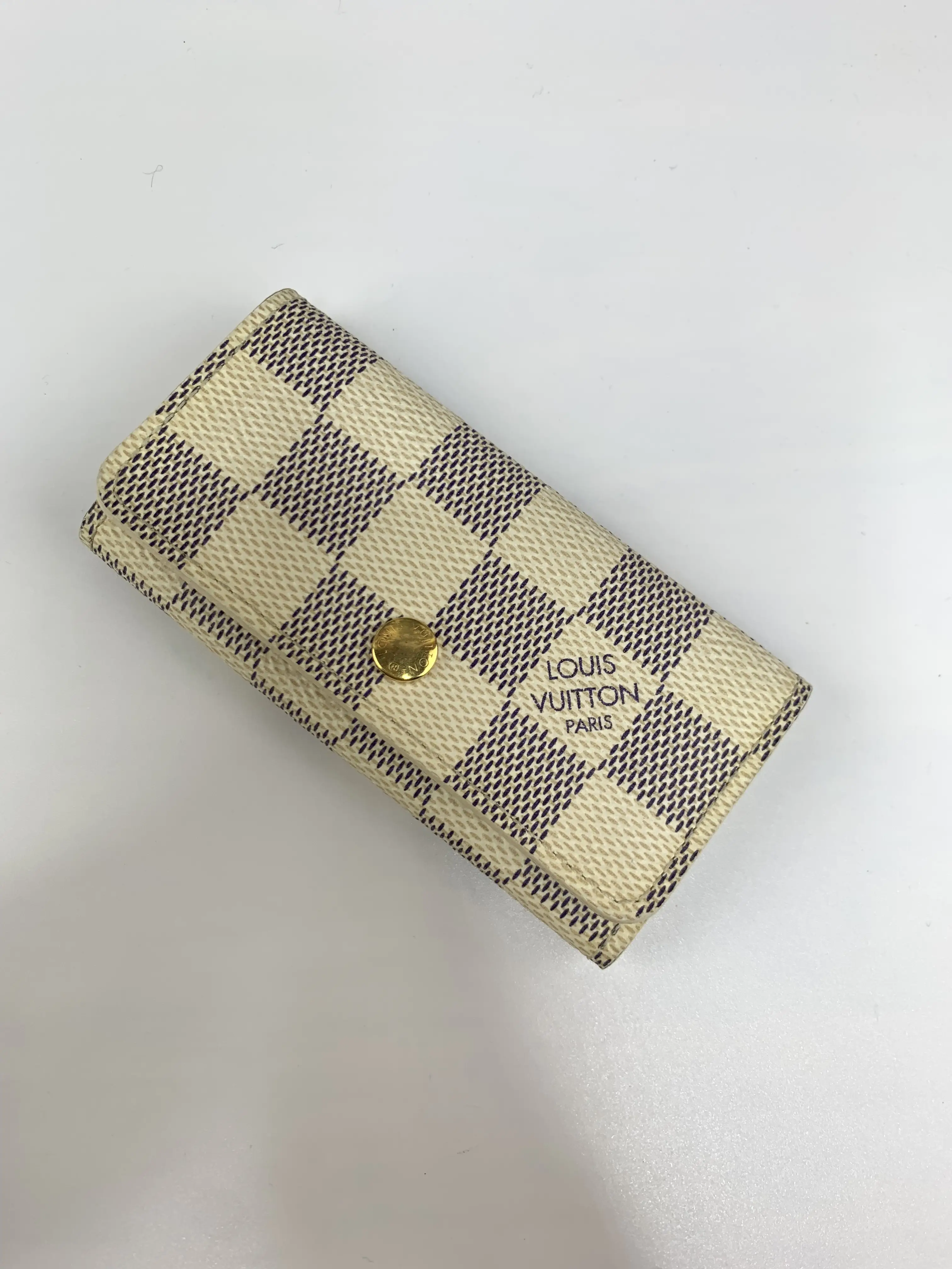 Pre-owned Louis Vuitton canvas small leather goods 4 Key Holder Azur