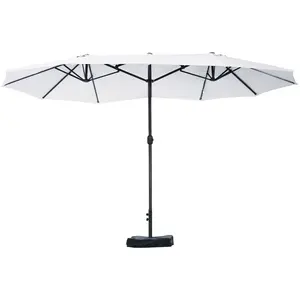 NEWZOME Rectangular Double Sided Patio Umbrella with Base, Outdoor Steel Market Sun Shelter with Easy Crank Lift and UV Protection for Garden Deck Pool Patio, Wind Resistant Shade Canopy for Relaxing Comfort
