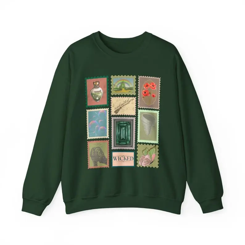 Wicked Vintage Stamp Unisex Sweatshirt Retro Graphic Shirt Gift for musical movie fan Wizard of Oz Emerald City