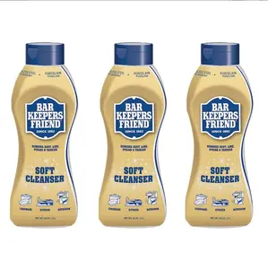 Bar Keepers Friend 26 oz. Soft Cleanser All Purpose Cleaner (3-Pack), Pro-Grade Cleaner, Versatile Liquid Cleanser, Garage Floor Cleaner, Fine Cookware Safe, Sealed Surface Safe, All-Purpose Power Cleaner, Professional Home Cleaner.