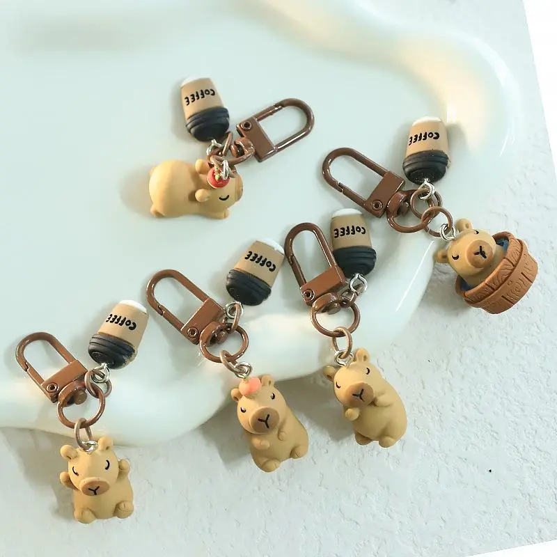 LUX-KEY - Cute Resin Capybara Key Chains for Women Girls Capibara Animal Keychain Kawaii Bag Backpack Charms Couple Friend Jewelry Gift