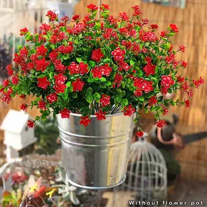Artificial Fake Flowers Decorative Flowers Pack of 12, Faux Outdoor Plastic Plants UV Resistant Outside Indoor Decorations Stems for Spring Summer Indoor Garden Patio Window Box Kitchen Home Decor