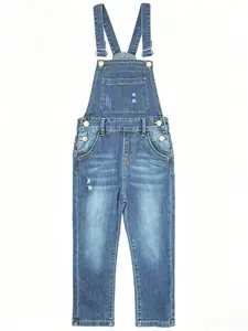 12M-9T Little Boys Slim Fit Kids Jeans, Ripped Big Bib Pocket Fashion Denim Overalls