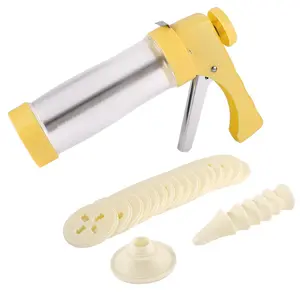 23 pcs Multifunctional Cookie Press Maker Kit, 16 Cookie Discs and 6 Nozzles Cookie Press Gun Set Piping Tip Gun with Piping Bag Baking Supplies Kit
