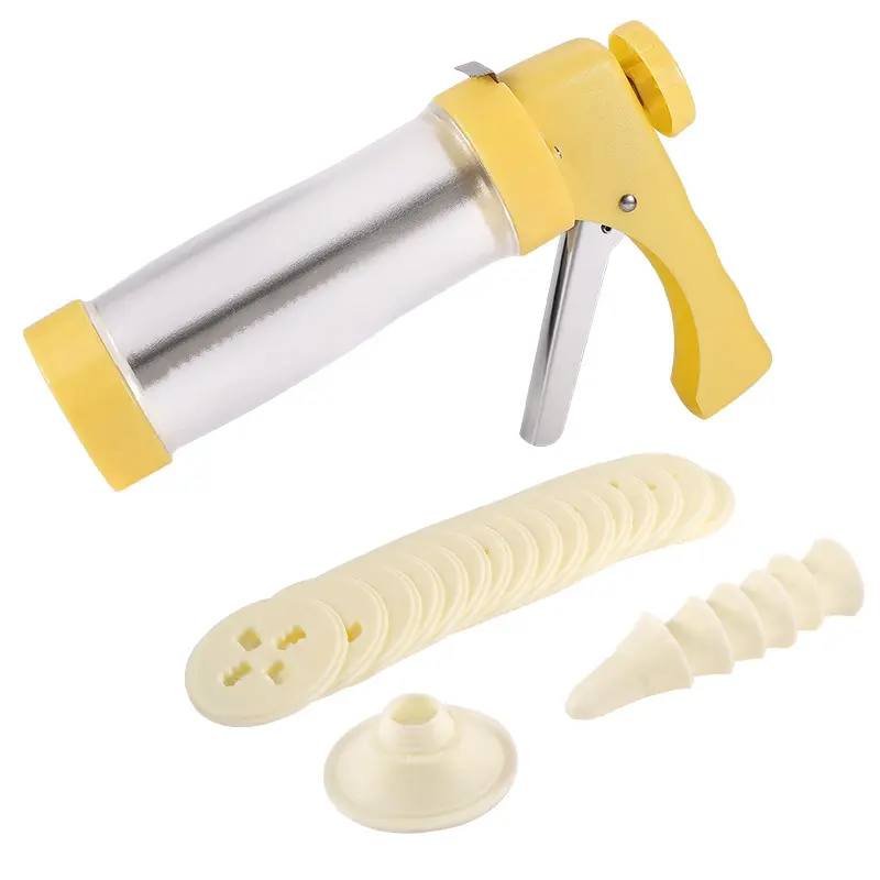 23 pcs Multifunctional Cookie Press Maker Kit, 16 Cookie Discs and 6 Nozzles Cookie Press Gun Set Piping Tip Gun with Piping Bag Baking Supplies Kit Baking Tools