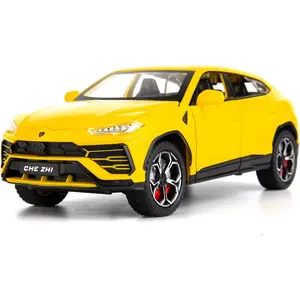 1:24 Lambo Urus Car Model, Diecast Pull Back Car Toy car, Doors Open, Light and Sound, Boys Toys Kids Adults Gifts Yellow