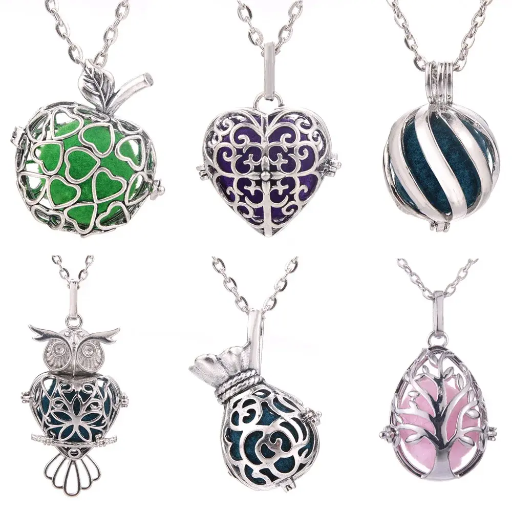 Mexico Chime Music Angel Ball Caller Locket Necklace Vintage Pregnancy Necklace Aromatherapy Essential Oil Diffuser Accessories