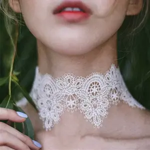 Sexy lace choker neck strap super fairy temperament collar wide edge cover neck scar neck jewelry necklace women