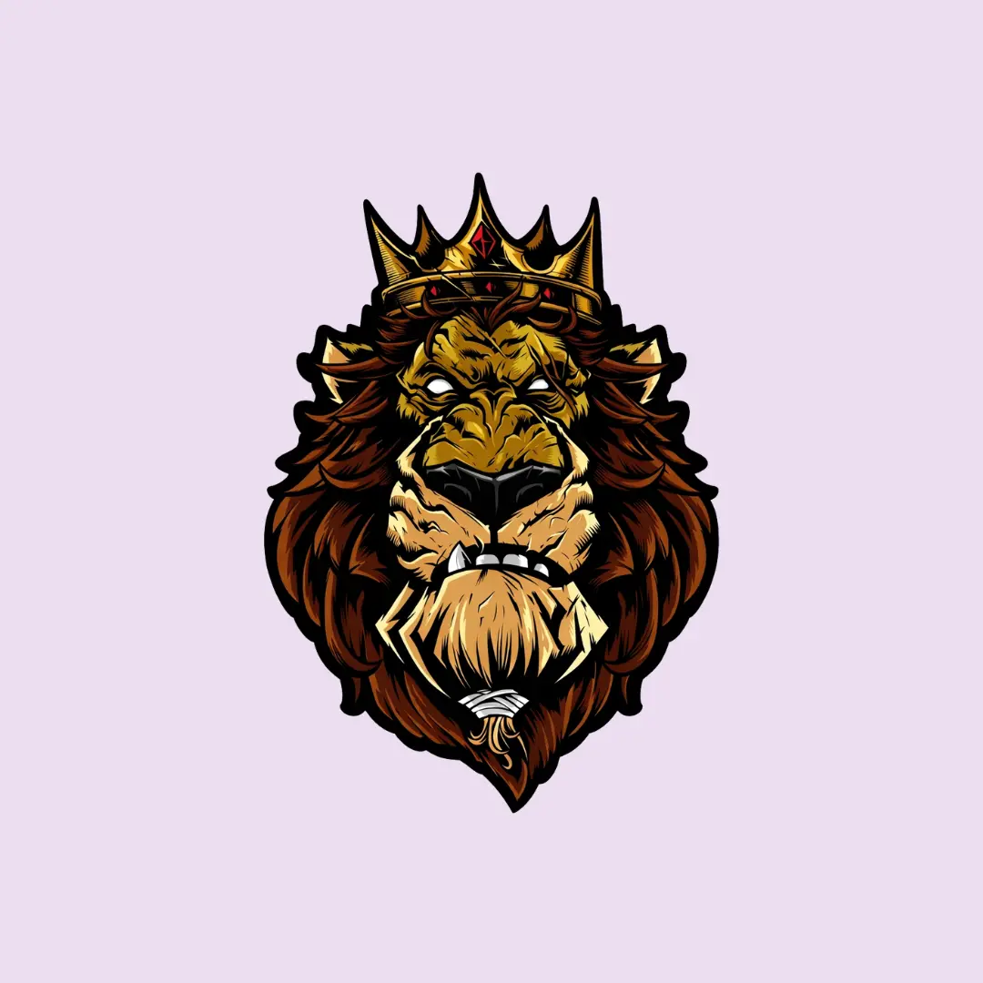 King Lion Sticker, Crown Lion Decal, Alpha Lion Vinyl Sticker, Savage Animal Graphic for Laptop Car Water Bottle