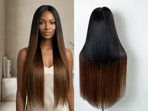 VIETNAMESE Raw Hair 13X4 HD LACE WIGS HUMAN 20-30IN HAIR Straight Wig Ombre Brown Colour 200% Density