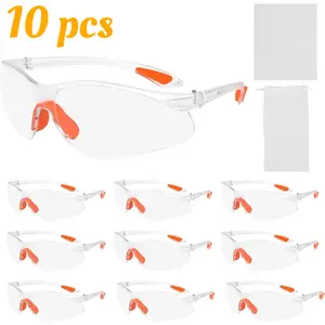 Pack of 10 Work Safety Glasses Set,Transparent with Glasses Cloth and Glasses Bag,Durable Safety Glasses,Scratch-Resistant for Women/Men/Worker,Christmas Party Gifts,Tools & Hardware