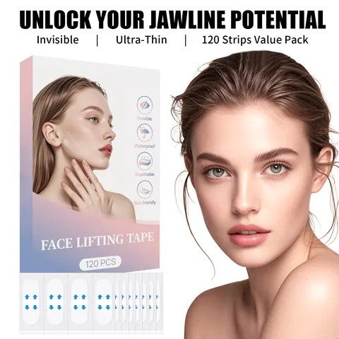 120 Pcs Ultra-Thin Facial Lift Tape Strips - V-Line Jawline & Double Chin Peel Patches, Hypoallergenic, Waterproof, Unscented, Gentle Skin Firming Beauty Tool for Adults, Daily Use, Flawless Refreshed Look, 36-Month Shelf Life
