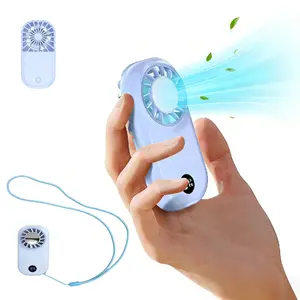 【Instant Cooling】W&O Mini Handheld Fan with LED Display and mirror,5 Speed Wind Gear up to 14m/s ,Personal Cute & Compact Cooling Fan  for Travel & Outdoor