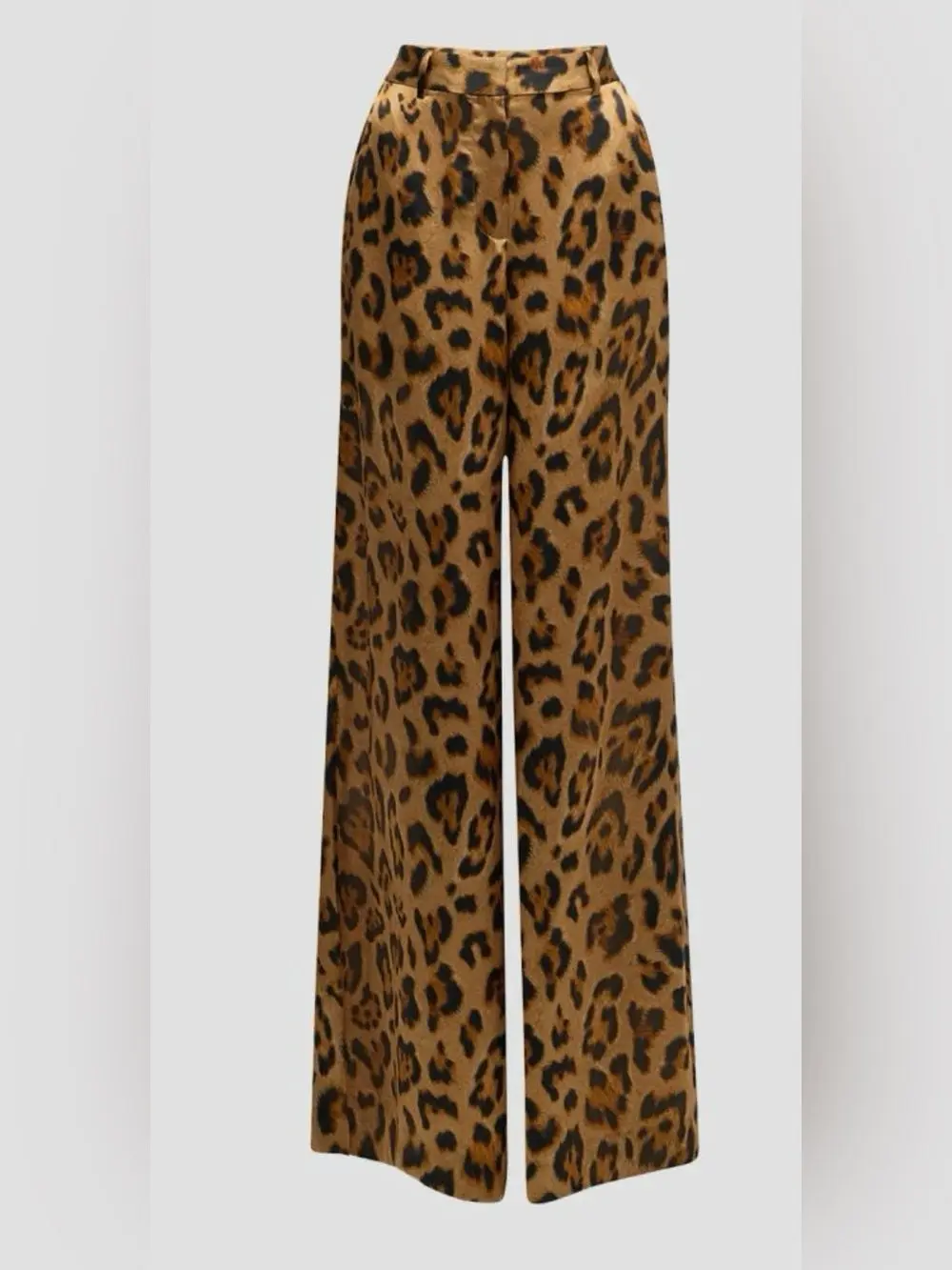 L'Agence Leopard-Print Silk Wide Leg Pants