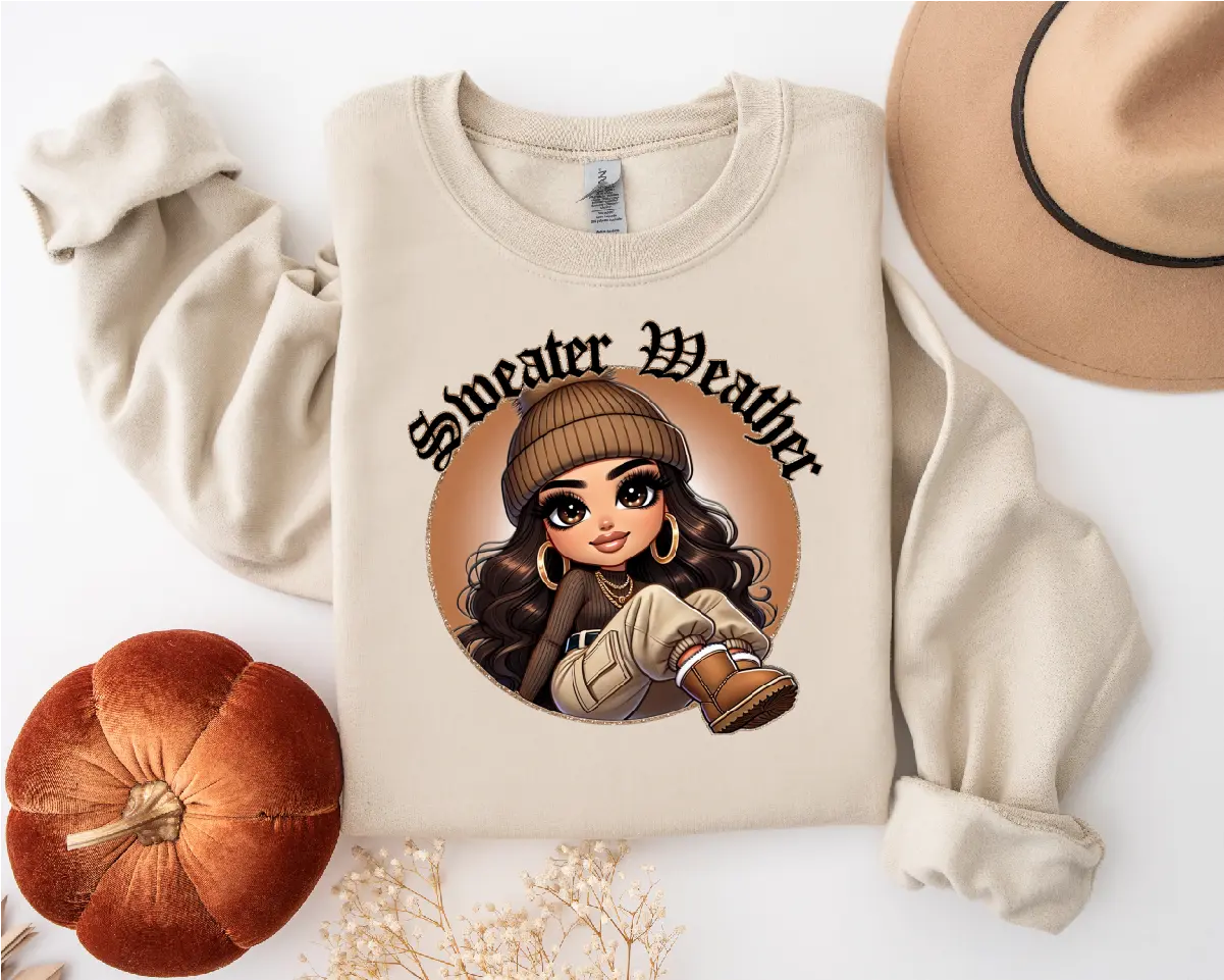 Sweater weather beige cotton crew neck