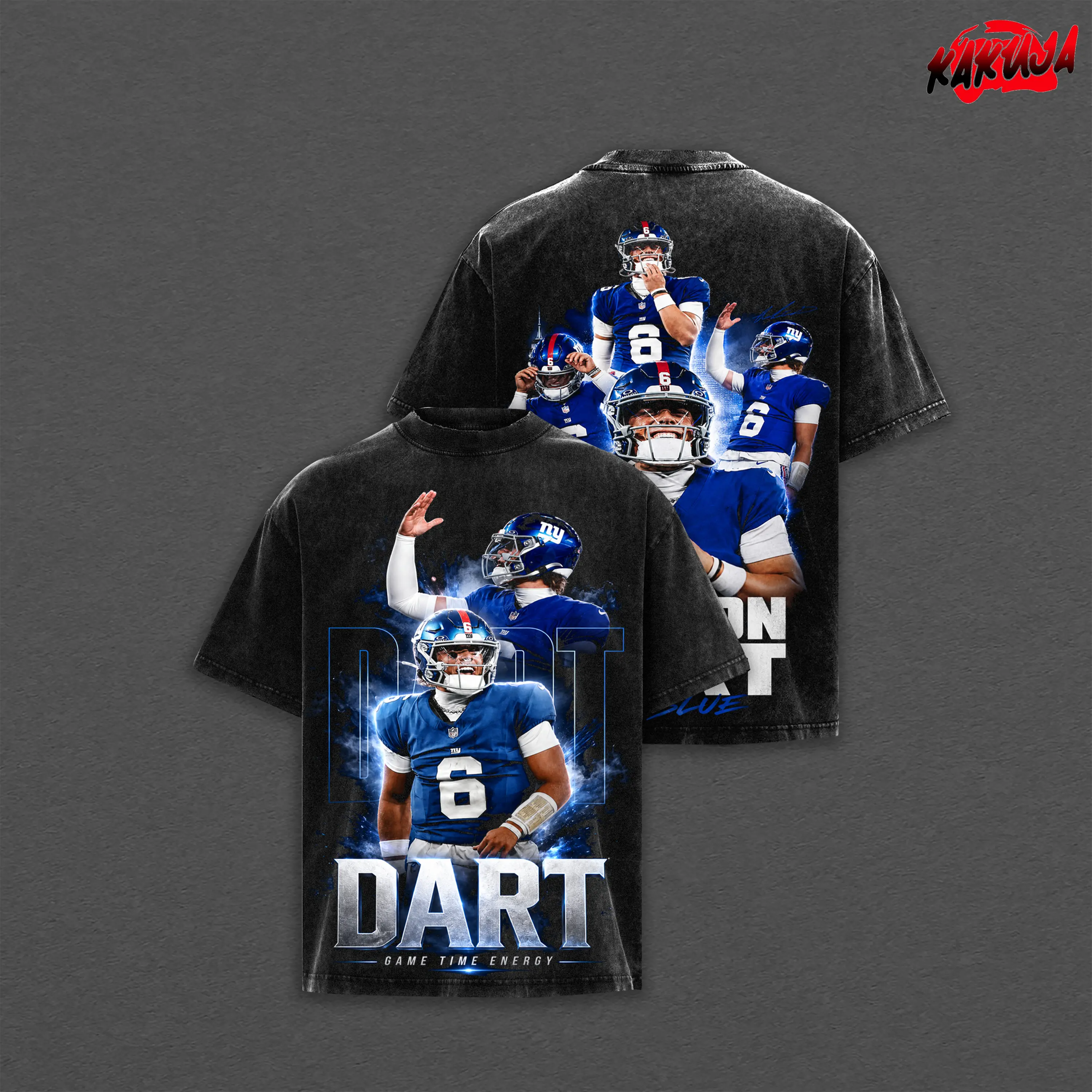 Big Blue Outfit The Dart Knight Jaxson 6 #2 Heavyweight Acid Washed 100% Cotton T-Shirt, Giants Big Blue Shirt, Game Day Outfit, Football Graphic Tee
