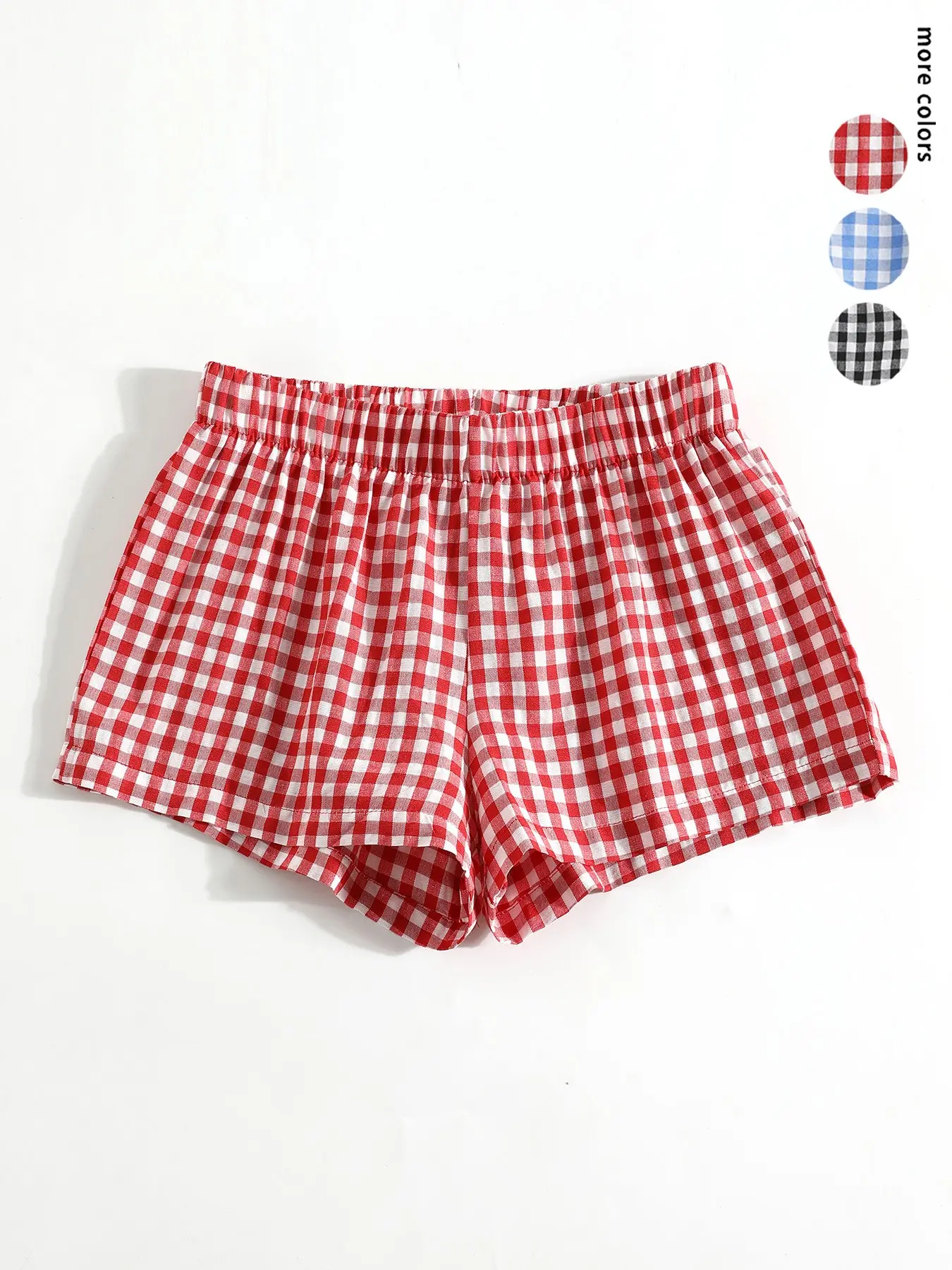 Summer Plaid Elastic Waistband Shorts for Women, Casual Loose-Fitting Home Wear, Multiple Colors Available, Essential for Teen Girls