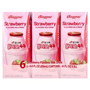 Binggrae Flavored Milk Drink, Strawberry, 6 Cartons, 6.8 fl oz (200 ml) Each